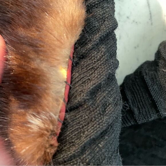 VINTAGE 40s 50s MCM Morris B Sachs Wool Mink Collar Swing Coat XS S - Picture 2 of 15